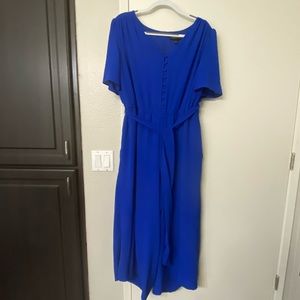 Lane Bryant blue button front jumpsuit with pockets